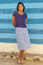 Tilda Viscose Crinkle Skirt | White/Blue