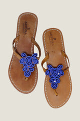 Mia Full Beaded Sandals | Navy/Cobalt