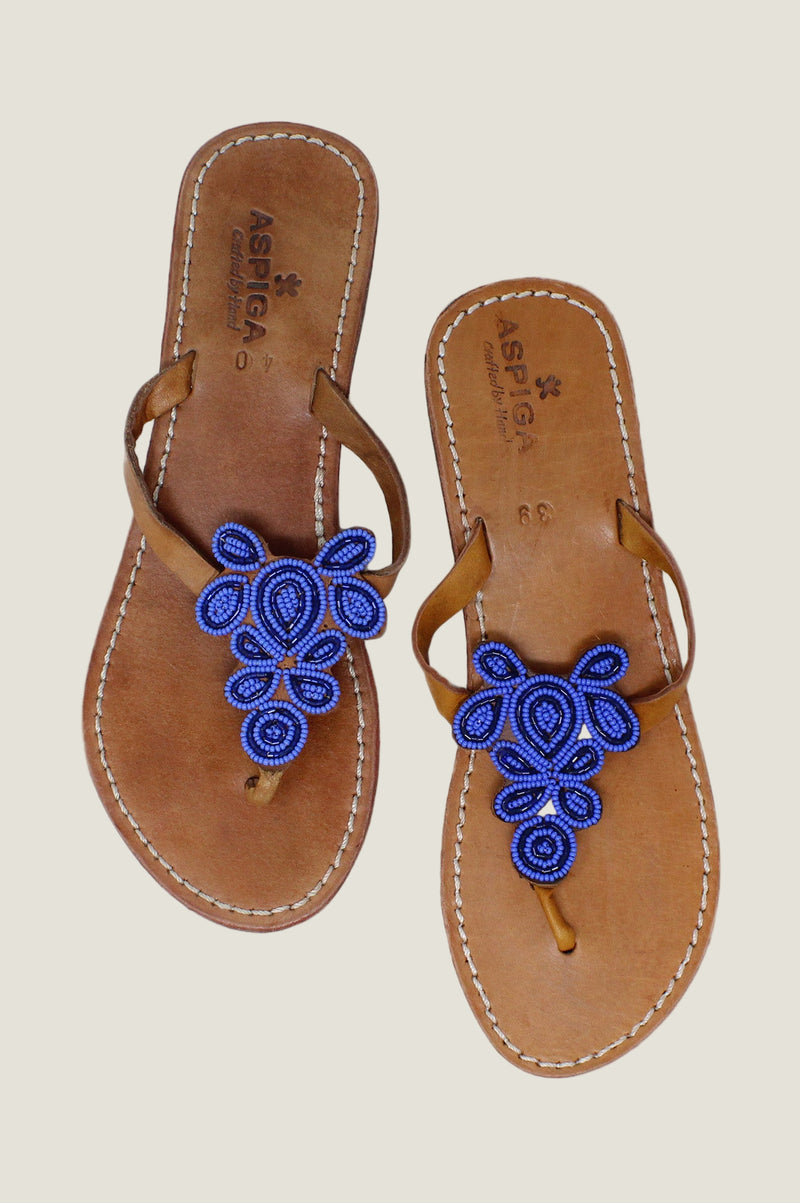 Mia Full Beaded Sandals | Navy/Cobalt