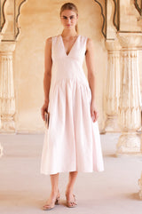 Rhia Linen Blend Dress | Blush