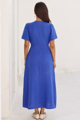 Tessa Organic Cotton Cheesecloth Dress | Cobalt - Aspiga