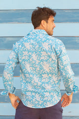 Men's Organic Cotton Shirt | Meadow Blue/White - Aspiga