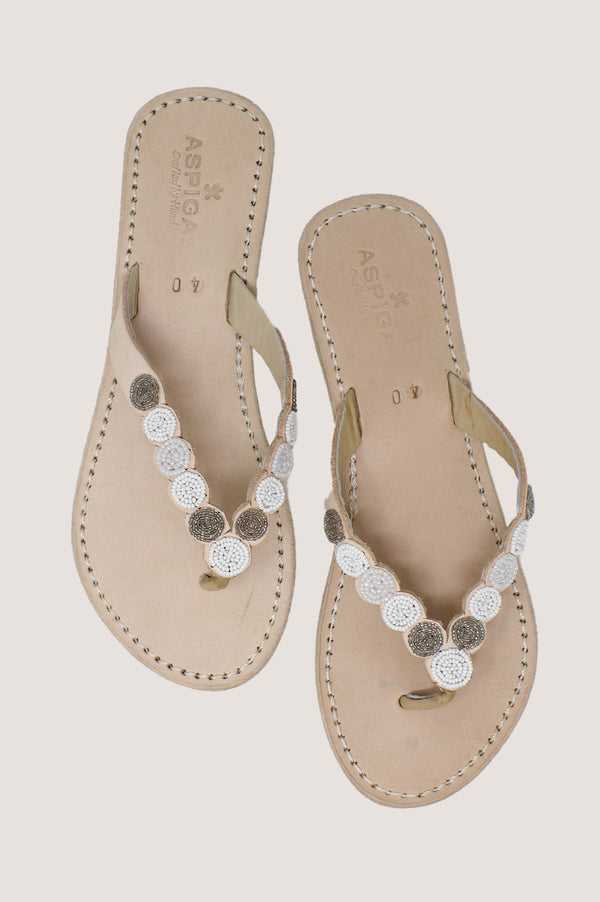 Mini Disc Sandals | White/Silver