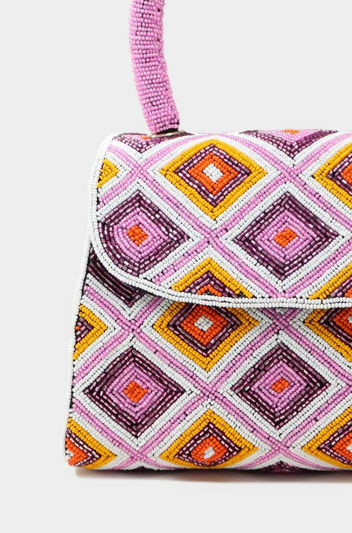 Aspiga Ladies Sustainable Beaded Pink Crossbody Handbag