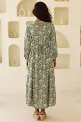 Mara Rayon Dress | Khaki/White