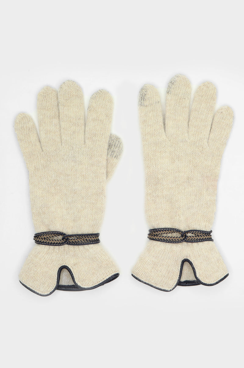 Touchscreen Wool & Cashmere Blend Gloves | Beige/Brown