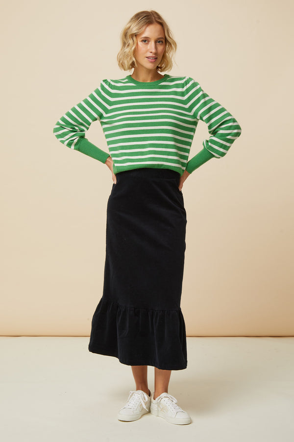 Lori Stretch Corduroy Skirt | Black