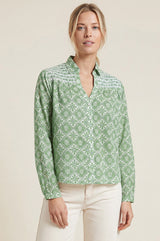 Livi Organic Cotton Blouse | Sage/White