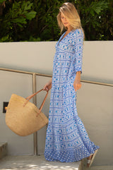 Mykonos Maxi Dress | White/Blue