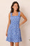 Rhianna Short Organic Cotton Dress | Oak Leaf Marina Blue