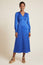 Sabine Long Sleeved Hammered Satin Dress | Blue