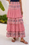 Tiered Block Print Midi Skirt | Pink/Navy