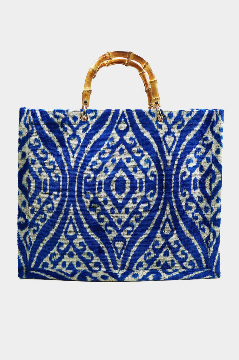 Large Silk Tote | Cobalt/Pale Blue