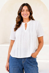 Vienna Short Sleeve Blouse | White