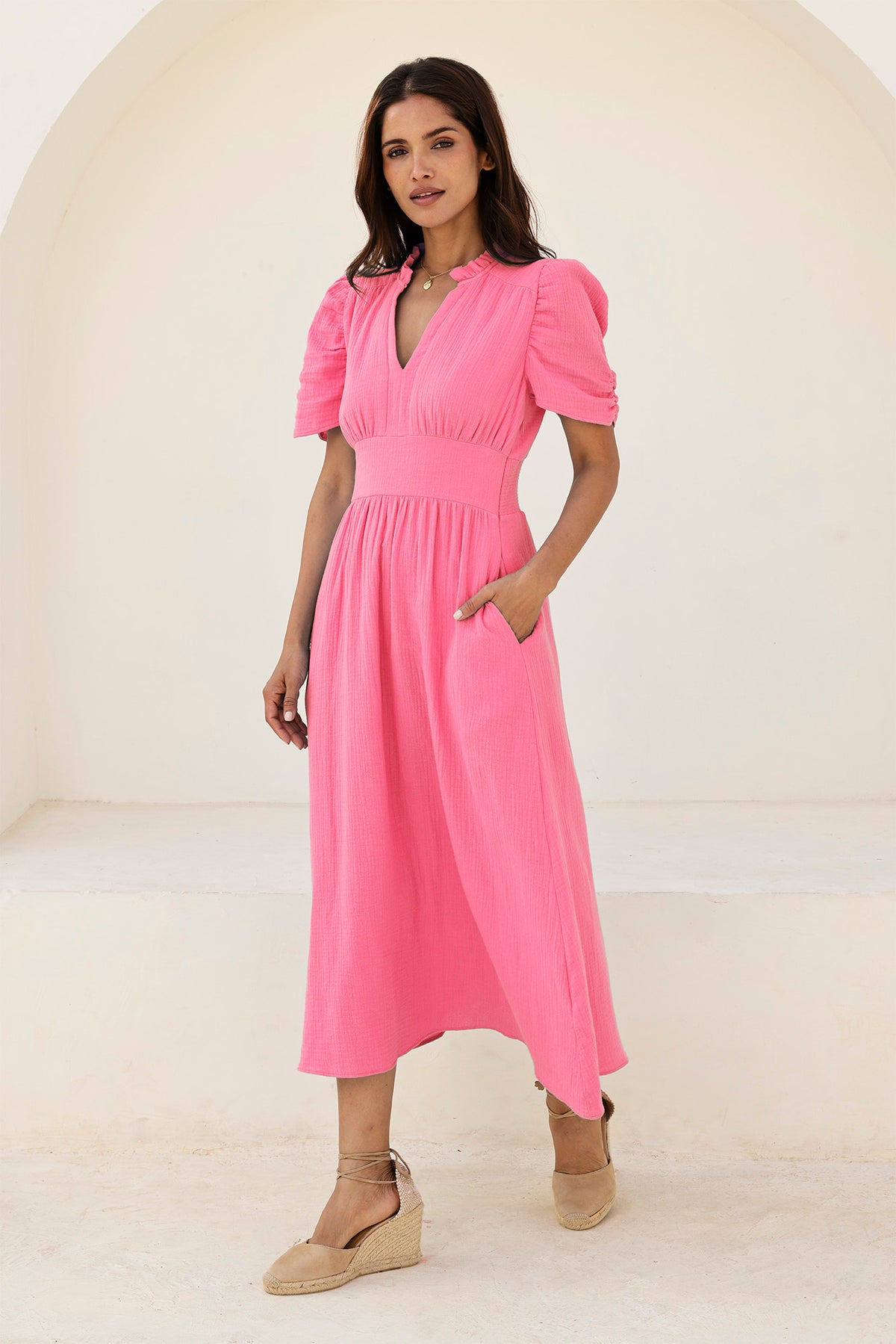 Aspiga Ladies Sustainable Esha Cheesecloth Organic Cotton Dress Pink