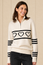 Merino Wool Stripe Hearts Quarter Zip | Off White/Black