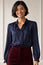 Frill Detail Satin Blouse | Navy