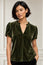 Tulip Sleeve Velvet Blouse | Dark Olive