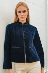 Velvet Quilted Jacket | Navy