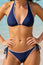 Recycled Embroidered Halterneck Bikini and Tie Side Bottoms | Navy/White