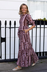 Moxi Peplum Maxi Dress | Burgundy/Pink