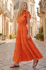 Rose Frill Maxi Dress | Orange