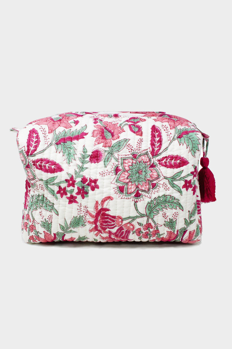 Large Wash Bag | Flower Pink/Green
