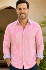 Men's Organic Cotton Shirt | Stripe Pink/Lilac