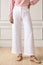 Wide Leg Linen Cropped Trousers | White