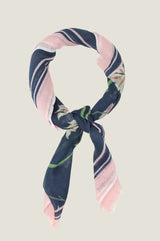 RHS Printed Cotton Modal Scarf 70cm x 180cm | Navy/Pink