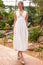 Rhia Dropped Waist Linen Blend Dress | Cream