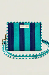 Small Cotton Quilted Bag | Teal/Light Blue