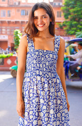 Rhianna Organic Cotton Dress | Navy/White