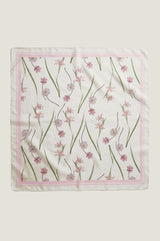 RHS Printed Silk Scarf 100cm x 100cm | Cream/Pink