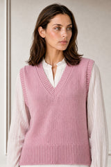 Merino Wool V Neck Tank | Blush