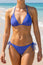 Triangle Recycled String Top and String Bikini Tie Side Bottoms | Lixus Flower Cobalt