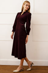 Enid Stretch Corduroy Dress | Burgundy