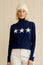 Merino Wool Star Polo Neck Jumper | Navy/Off white