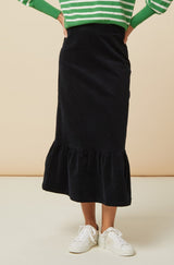 Lori Stretch Corduroy Skirt | Black
