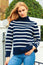 Cashmere Blend Striped Roll Neck Jumper | Navy/Ivory