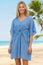 Pom Pom Check Pareo Manilla Kafan | Blue