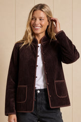 Velvet Quilted Jacket | Chocolate