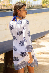 Guadalupe Short Organic Cotton Tunic | White/Navy