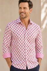 Men's Organic Cotton Shirt | Bloom White/Pink