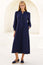 Pin Tuck Organic Cotton Cheesecloth Shirt Dress | Navy