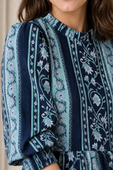 Moxi Peplum Maxi Dress | Navy/Light Blue