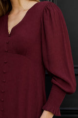 Long Sleeve Sally Anne Dress | Aubergine