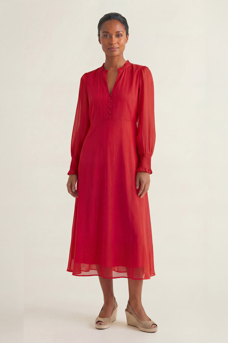 Aspiga Womens Sustainable Plain V Neck Chiffon Dress Red | M/12