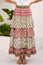 Tiered Block Print Midi Skirt | White/Green/Pink
