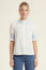 Embroidered Smocked Short Sleeve Blouse | White/Cornflower